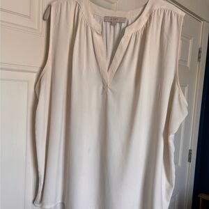 Ann Taylor Cream Sleeveless Blouse